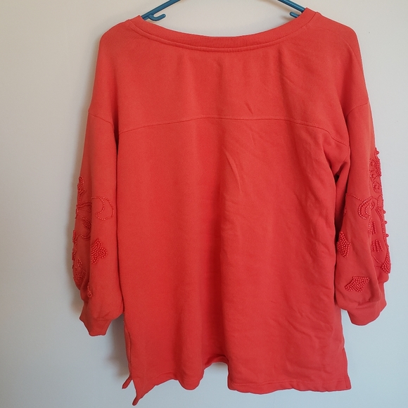 Akemi + Kin Elyria Orange Beaded Sweatshirt Medium - Picture 3 of 10
